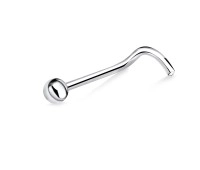 1.3mm Ball Silver Curved Nose Stud NSKB-60